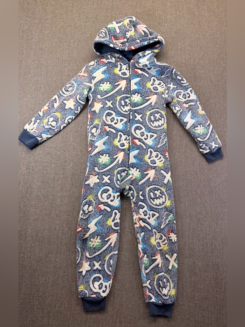 The Children's Place glow in the dark Hooded Fleece pijama One-Piece Print small